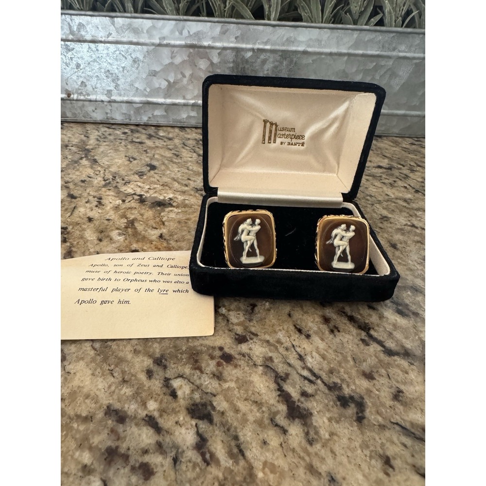 Cameo Vintage Museum Masterpiece Apollo And Calliope Dante Cufflinks In Box